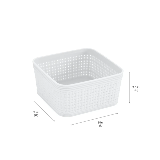 Alt view image 5 of 5 - Simplify 6-Pack Plastic Organizing Storage Basket Set, White