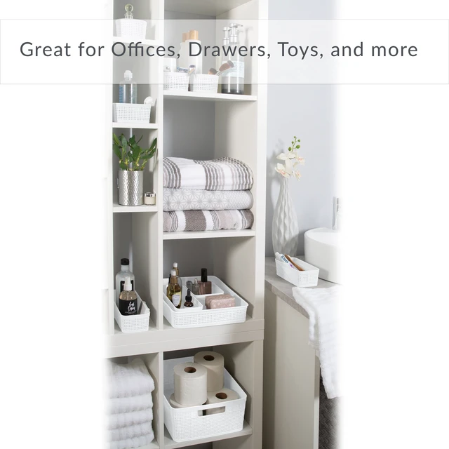 Alt view image 2 of 5 - Simplify 6-Pack Plastic Organizing Storage Basket Set, White