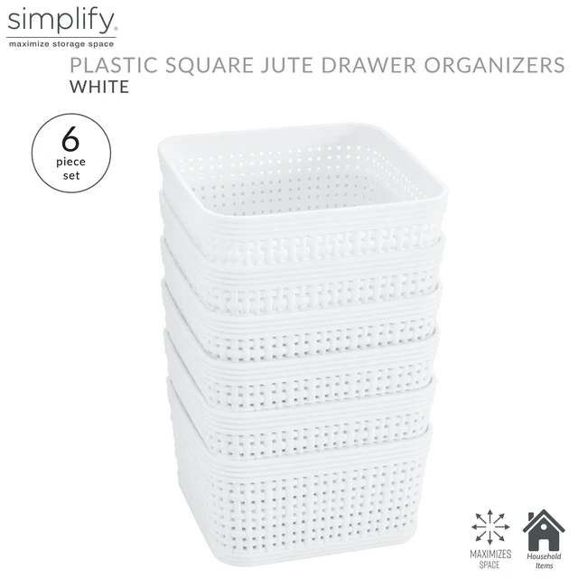 Alt view image 4 of 5 - Simplify 6-Pack Plastic Organizing Storage Basket Set, White