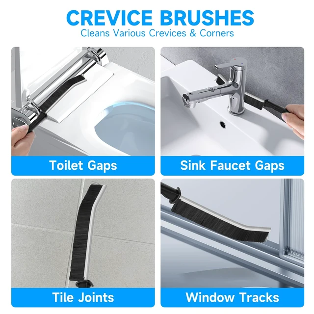 Alt view image 5 of 7 - 14Pcs Crevice Cleaning Brush Set, V Shape Grout Cleaner Brush for Deep Cleaning Gap, Hard Bristle Scrub Brushes Tools, Cleaning Supplies for Bathroom Kitchen Toilet Windo