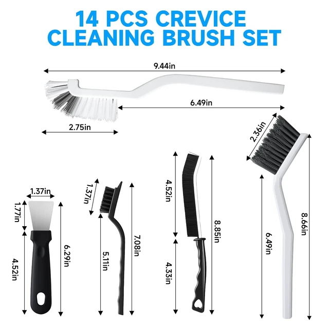 Alt view image 7 of 7 - 14Pcs Crevice Cleaning Brush Set, V Shape Grout Cleaner Brush for Deep Cleaning Gap, Hard Bristle Scrub Brushes Tools, Cleaning Supplies for Bathroom Kitchen Toilet Windo