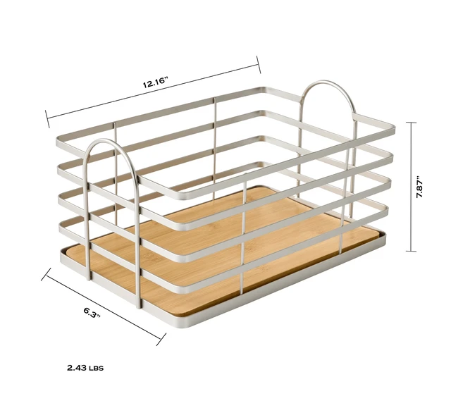 Alt view image 3 of 4 - Better Homes & Gardens Satin Nickel Wire Storage Basket with Bamboo Bottom