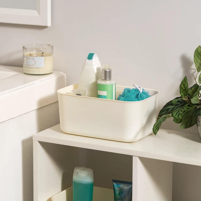Alt view image 6 of 6 - IRIS Small Plastic Storage Organizer Basket, Off-White
