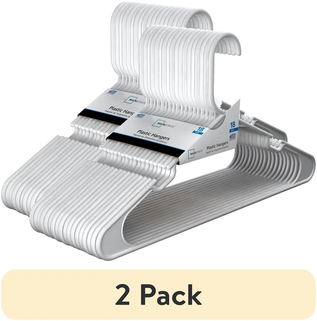 Main image of Mainstays Plastic Clothes Hangers, 18-Count, 2-Pack, White