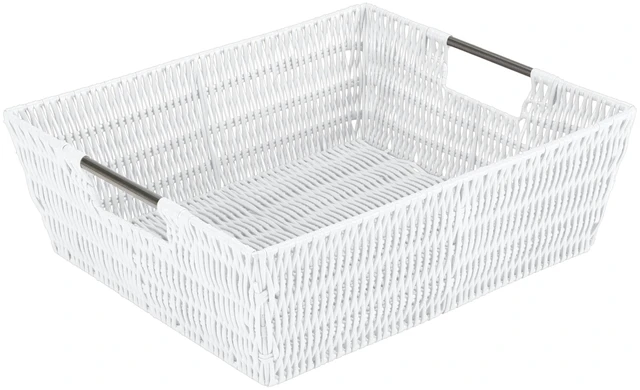 Main image of Simplify Shelf Rattan Tote Storage Basket in White
