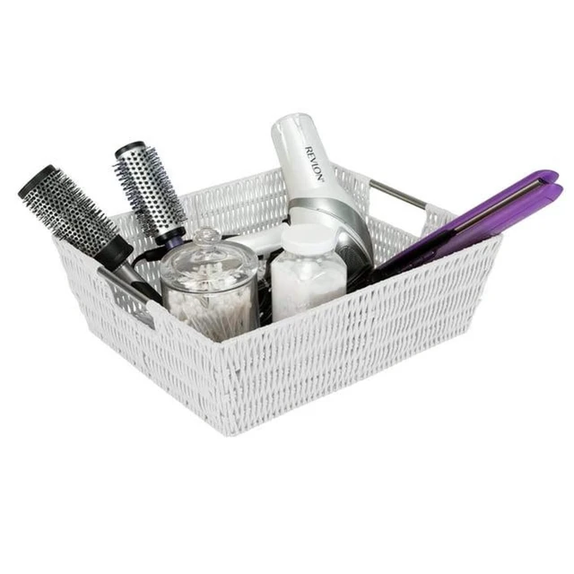 Alt view image 6 of 6 - Simplify Shelf Rattan Tote Storage Basket in White