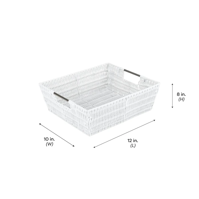 Alt view image 2 of 6 - Simplify Shelf Rattan Tote Storage Basket in White