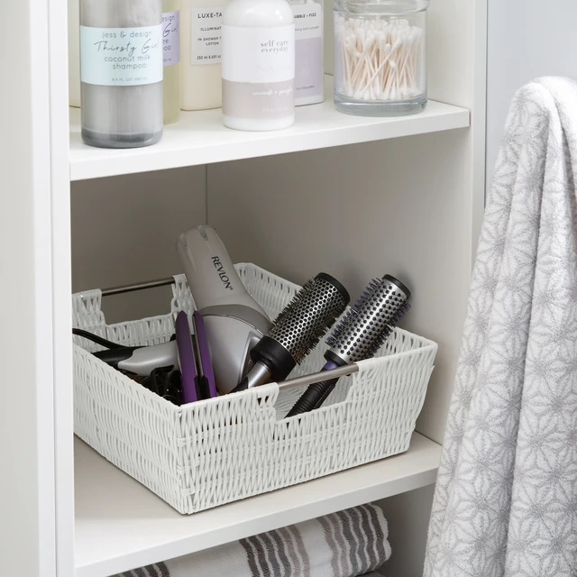 Alt view image 4 of 6 - Simplify Shelf Rattan Tote Storage Basket in White