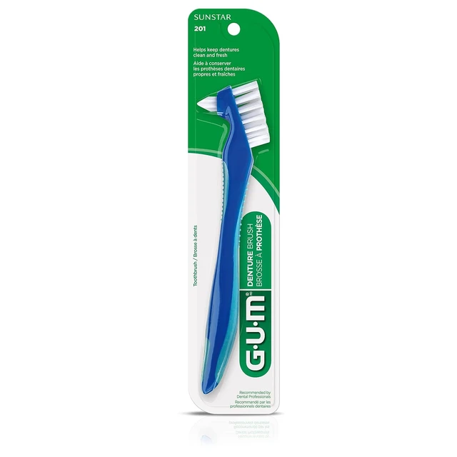 Alt view image 6 of 7 - GUM Dual-Headed Hard Bristle Denture Brush, 2 Pack