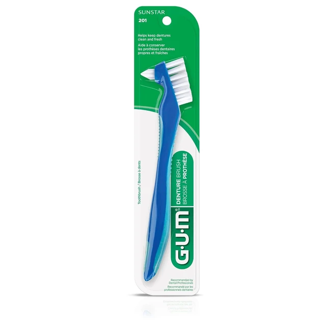Alt view image 3 of 7 - GUM Dual-Headed Hard Bristle Denture Brush, 2 Pack