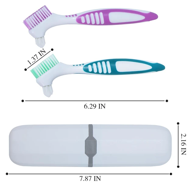 Alt view image 2 of 7 - 2Pcs Soft Denture Brush with White Carrying Case