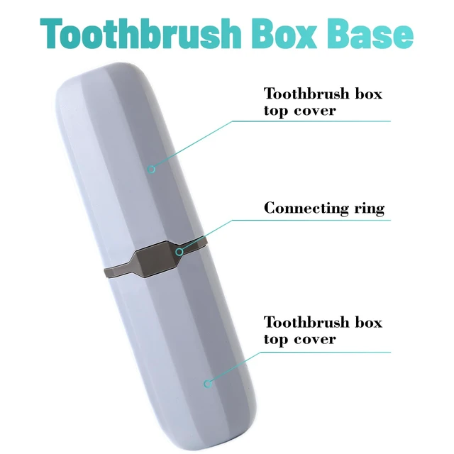 Alt view image 4 of 7 - 2Pcs Denture Brush with Case, Travel False Teeth Toothbrush, Ergonomic Rubber Handle, Light Gray