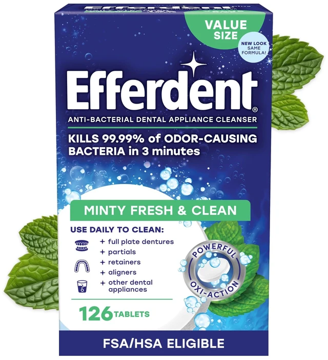 Main image of Efferdent Denture Cleaner Tablets, Minty Fresh & Clean, 126 Count