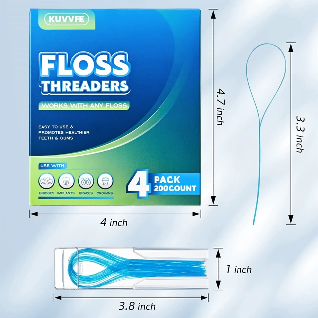 Alt view image 2 of 6 - Floss Threaders for Braces, Bridges, Implants, Deep Clean, 200 Count