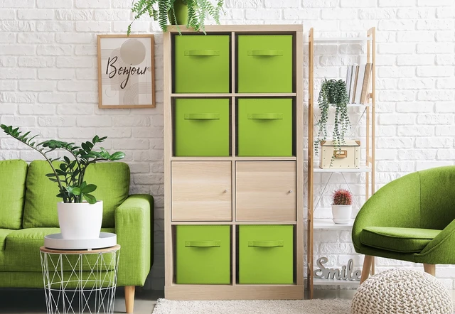 Alt view image 4 of 6 - Sorbus Collapsible Fabric Cube Storage Bin (13" x 13"), Green