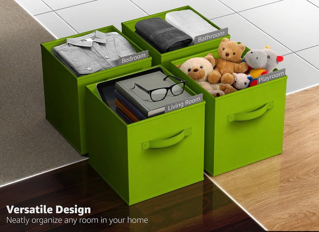 Alt view image 5 of 6 - Sorbus Collapsible Fabric Cube Storage Bin (13" x 13"), Green