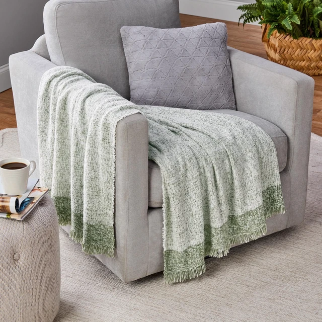 Alt view image 4 of 5 - Mainstays Melange Throw Blanket Bay Leaf 50in x 72in
