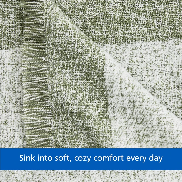 Alt view image 2 of 5 - Mainstays Melange Throw Blanket Bay Leaf 50in x 72in