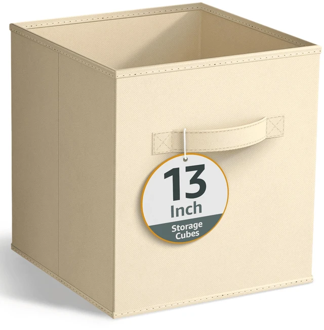 Main image of Sorbus Collapsible Fabric Cube Storage Bin, 13 x 13 Inches, Beige