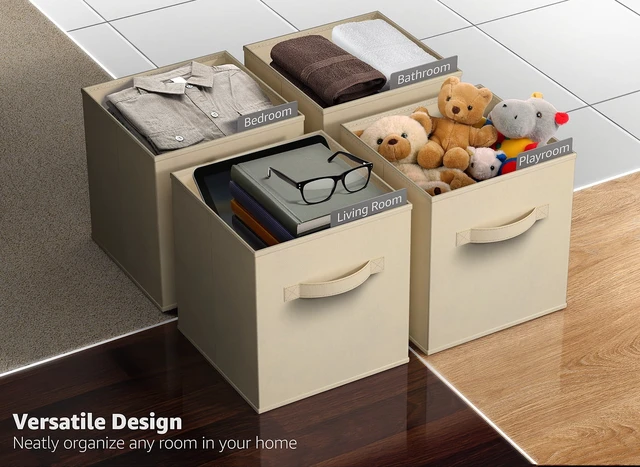 Alt view image 5 of 6 - Sorbus Collapsible Fabric Cube Storage Bin, 13 x 13 Inches, Beige