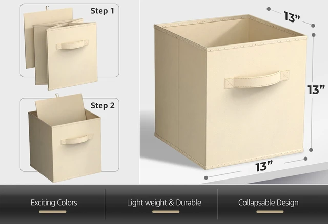 Alt view image 6 of 6 - Sorbus Collapsible Fabric Cube Storage Bin, 13 x 13 Inches, Beige