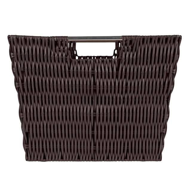 Alt view image 2 of 5 - Simplify Large Rattan Storage Tote Basket with Built-in Handles, Chocolate