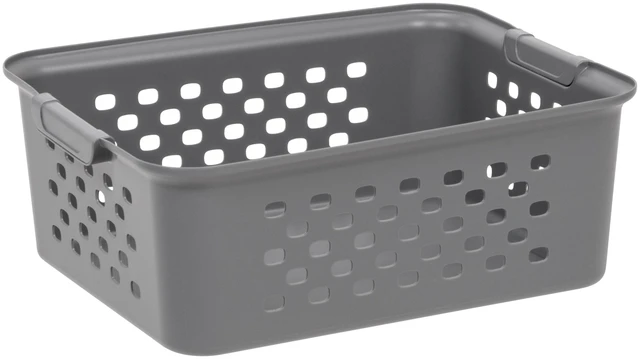 Main image of IRIS Medium Plastic Storage Basket, Gray