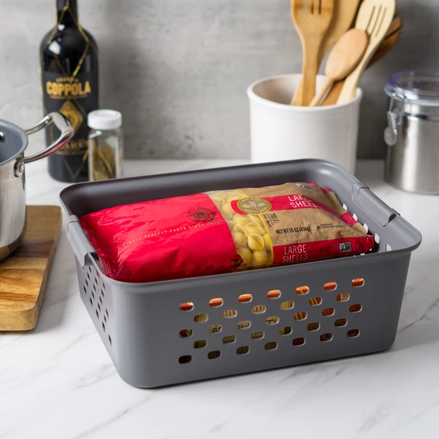 Alt view image 6 of 6 - IRIS Medium Plastic Storage Basket, Gray