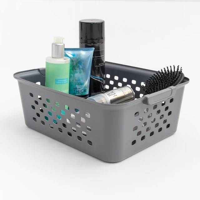 Alt view image 5 of 6 - IRIS Medium Plastic Storage Basket, Gray