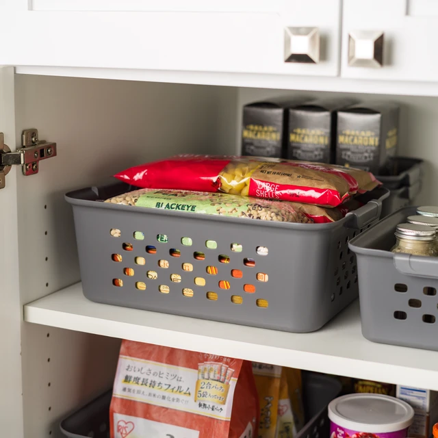 Alt view image 4 of 6 - IRIS Medium Plastic Storage Basket, Gray
