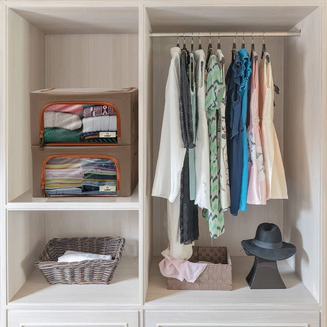 Alt view image 3 of 5 - Sorbus Stackable and Foldable Storage Bin with Metal Frame, Clear Window and Handles, for Closet Organization