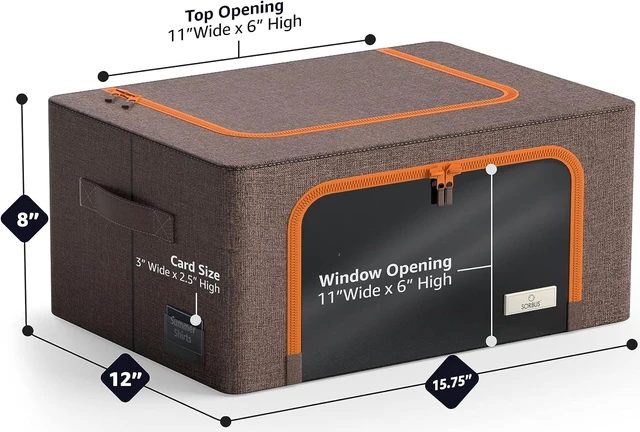 Alt view image 5 of 5 - Sorbus Stackable and Foldable Storage Bin with Metal Frame, Clear Window and Handles, for Closet Organization
