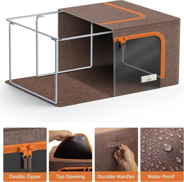 Alt view image 4 of 5 - Sorbus Stackable and Foldable Storage Bin with Metal Frame, Clear Window and Handles, for Closet Organization