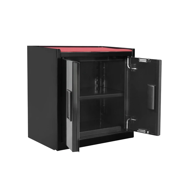 Alt view image 5 of 5 - Hyper Tough Mini Tool Cabinet 11.6in Steel Black Double Doors Non-Slip Top Mat