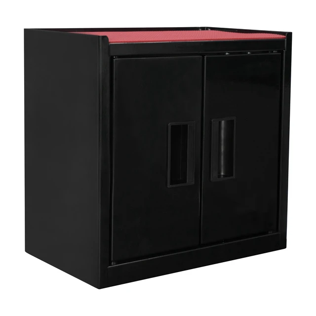 Alt view image 2 of 5 - Hyper Tough Mini Tool Cabinet 11.6in Steel Black Double Doors Non-Slip Top Mat