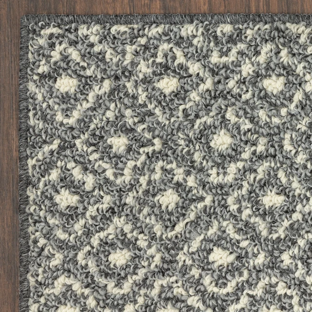 Alt view image 6 of 6 - Mainstays Geometric Diamond Ash Black Olefin Indoor Accent Rug, 1ft 8in x 2ft 10in, Skid-Resistant