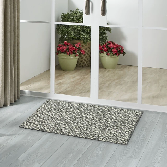 Alt view image 5 of 6 - Mainstays Geometric Diamond Ash Black Olefin Indoor Accent Rug, 1ft 8in x 2ft 10in, Skid-Resistant