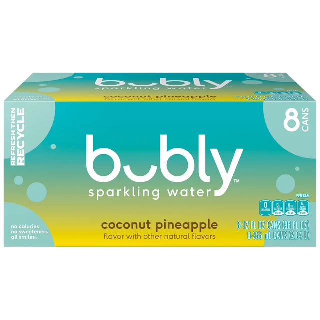 Alt view image 5 of 7 - Bubly Summer Coconut Pineapple Sparkling Water, 12 Fl Oz, 8-Pack Cans