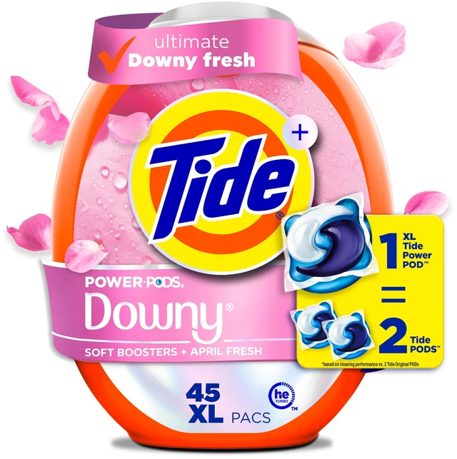 Main image of Tide Power PODS Laundry Detergent Pacs with Downy Soft Boosters, April Fresh Scent, 45 Count