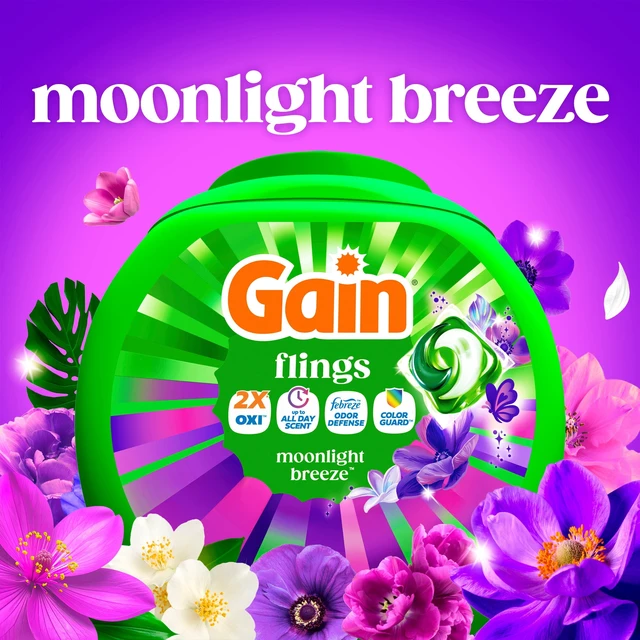 Alt view image 4 of 6 - Gain Flings Laundry Detergent Soap Pacs, 4-in-1 Oxi Boost and Febreze, Moonlight Breeze Scent, 102 Count