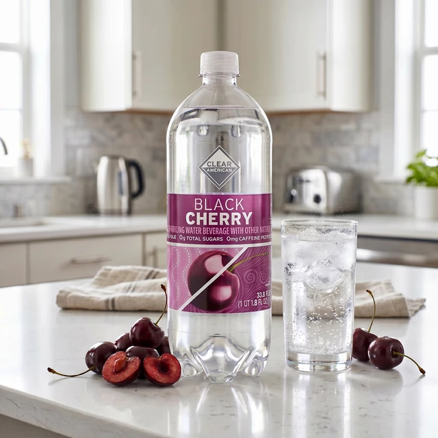 Alt view image 2 of 6 - 12-Pack Clear American Black Cherry Flavored Sparkling Water, 33.8 fl oz Bottles