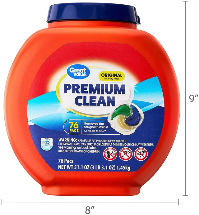 Alt view image 3 of 7 - Great Value Premium Clean Laundry Pacs Original Scent 76 Count