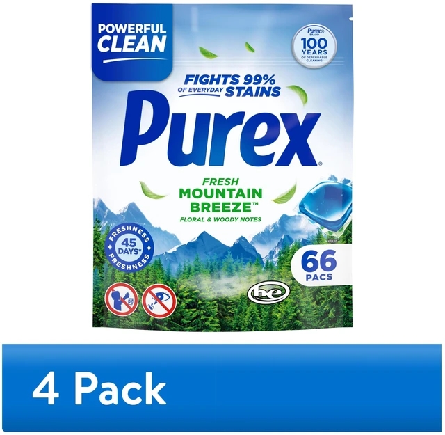 Main image of Purex Laundry Detergent Pacs Fresh Mountain Breeze, 4 Pack, 66 Count