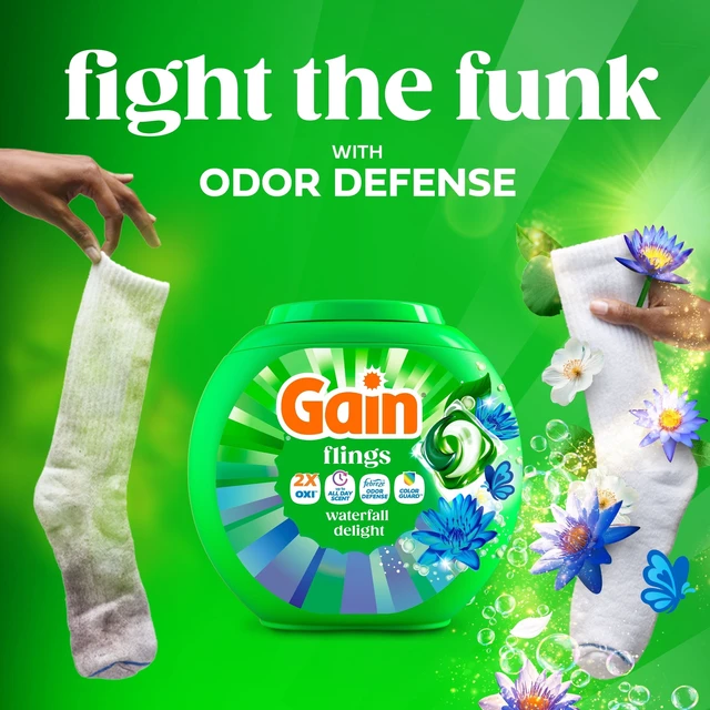 Alt view image 2 of 5 - Gain Flings 4-in-1 Oxi Boost and Febreze Laundry Detergent Pacs, Waterfall Delight Scent, 60 Count