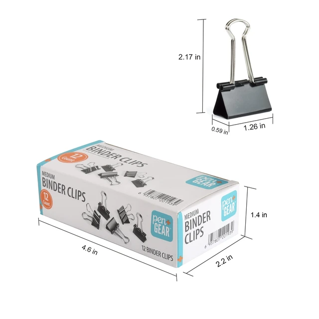 Alt view image 6 of 6 - Pen+Gear Medium Metal Binder Clips, 4 Pack, Black, 12 Count