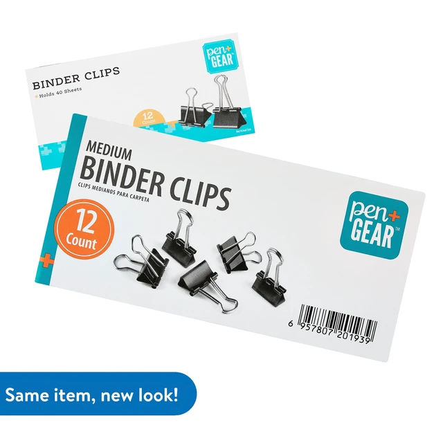 Alt view image 4 of 6 - Pen+Gear Medium Metal Binder Clips, 4 Pack, Black, 12 Count