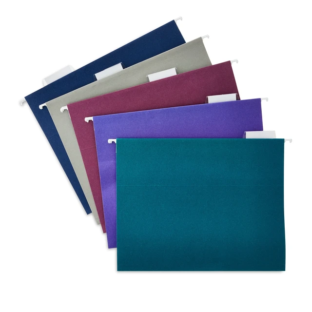 Alt view image 2 of 4 - Pen+Gear Hanging File Folders, Letter Size, 1/5 Cut Tabs and Inserts, 25Count, Assorted Jewel Tone