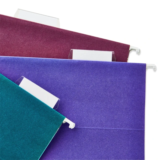Alt view image 3 of 4 - Pen+Gear Hanging File Folders, Letter Size, 1/5 Cut Tabs and Inserts, 25Count, Assorted Jewel Tone
