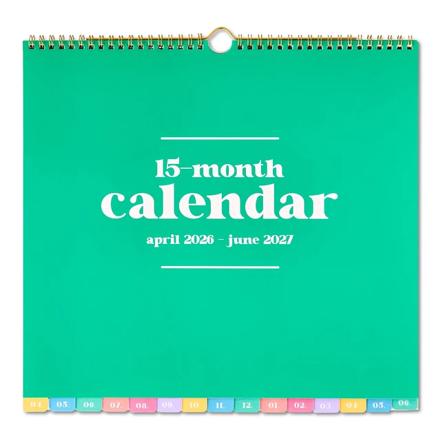 Alt view image 2 of 5 - Pen+Gear Large Wall Calendar, 13.25"x12.5", Multi Color Solid, 15-Month April 2026-June 2027 with Stickers