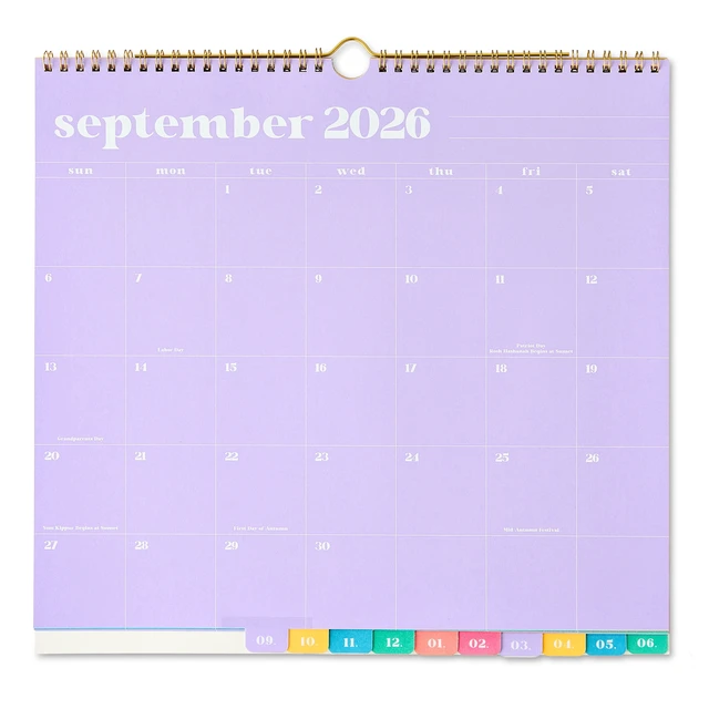 Alt view image 3 of 5 - Pen+Gear Large Wall Calendar, 13.25"x12.5", Multi Color Solid, 15-Month April 2026-June 2027 with Stickers